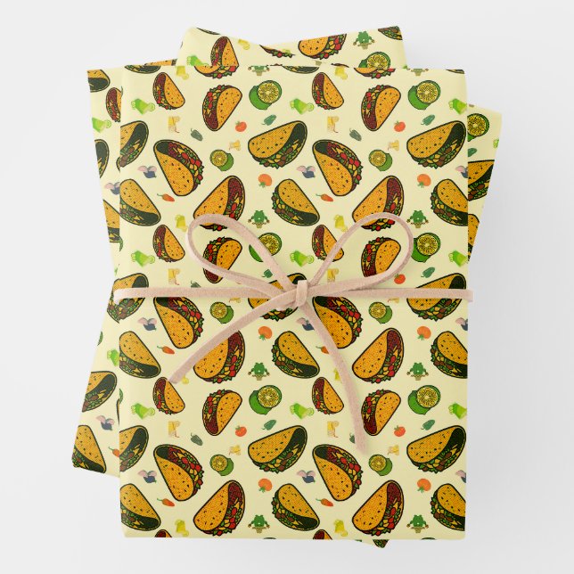 Taco Seamless Pattern Wrapping Paper Sheet (In situ)