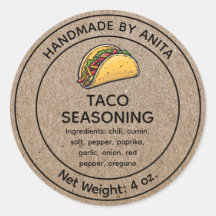 Taco Seasoning Blend Jar Label Kraft Paper Style