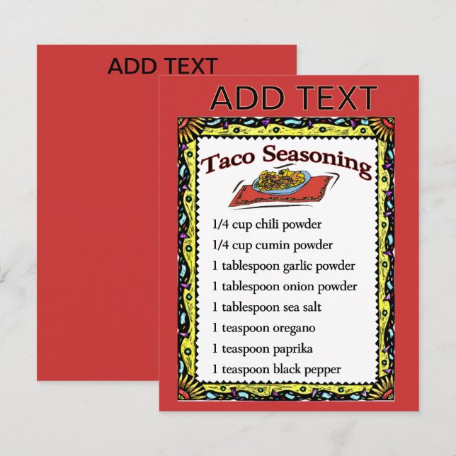 Taco Seasoning Cards, add text (Front/Back)