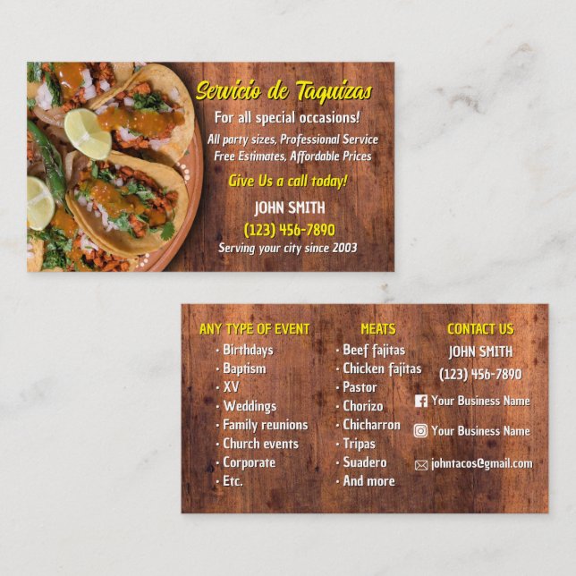 Taco Service Business Card (Front/Back)