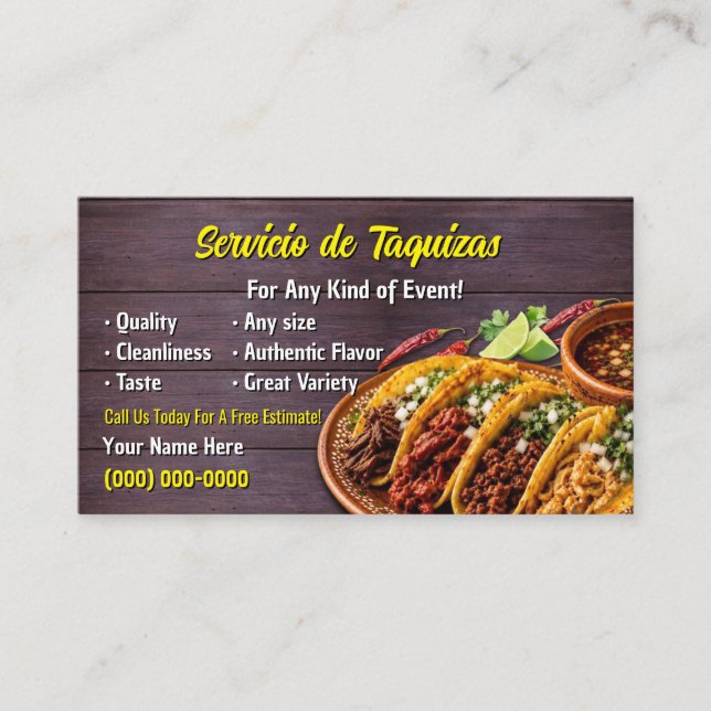 Taco Service Business Cards (Front)