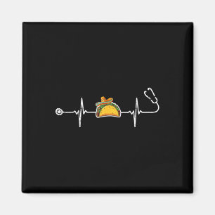 Taco Sombrero Heartbeat Stethoscope Cinco De Mayo Magnet