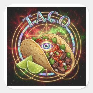 TACO Stained-Glass Cosmic Eye Square Sticker