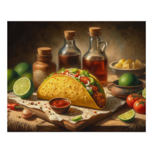 Taco Still Life Vintage Inspired Poster