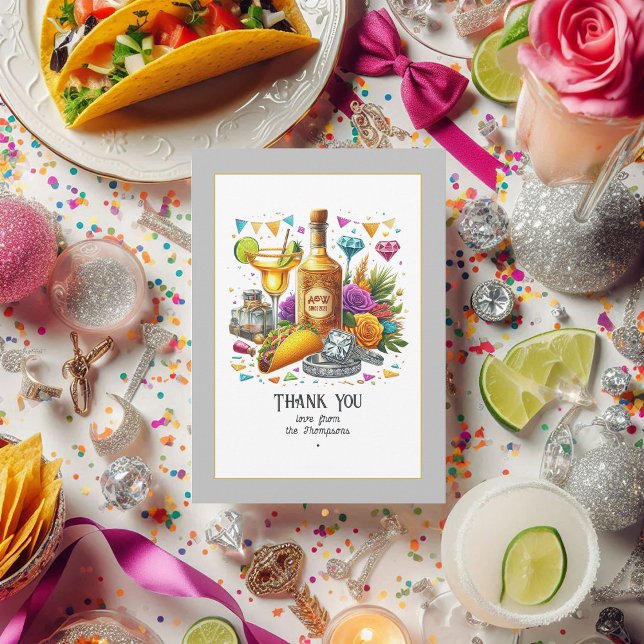 Taco & Tequila Mexican Fiesta Wedding Thank You Card (Taco & Tequila Mexican Fiesta Wedding Thank You Card)