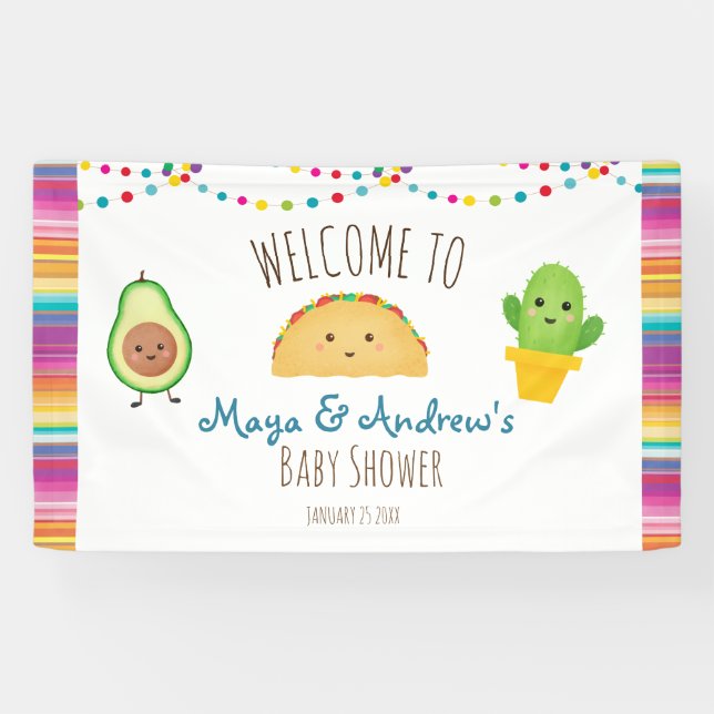 Taco Themed Fiesta Welcome Banner Colourful & Cute (Horizontal)