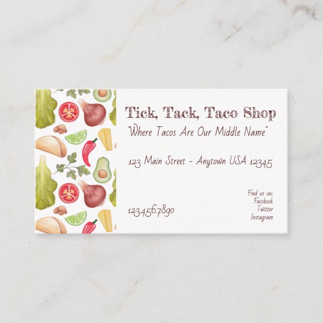 Taco Time Business Card (Front)