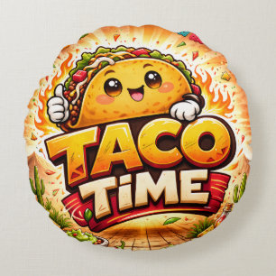 Taco Time - Fiesta Fiasco - Foodie Fiends Round Cushion