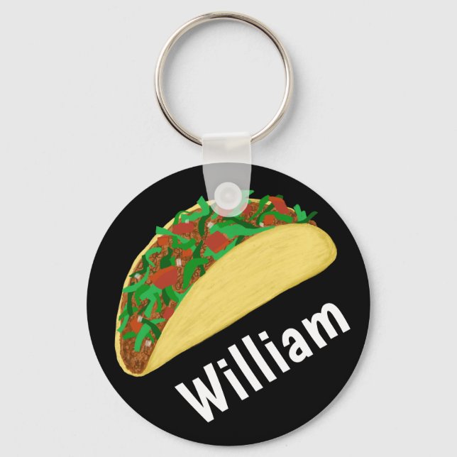 Taco Time Fun Yummy CUSTOM NAME Key Ring (Front)