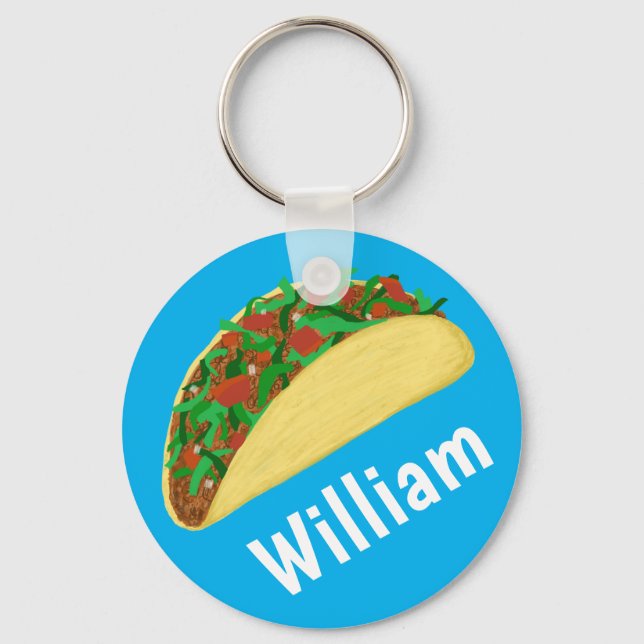 Taco Time Fun Yummy CUSTOM NAME Key Ring (Front)