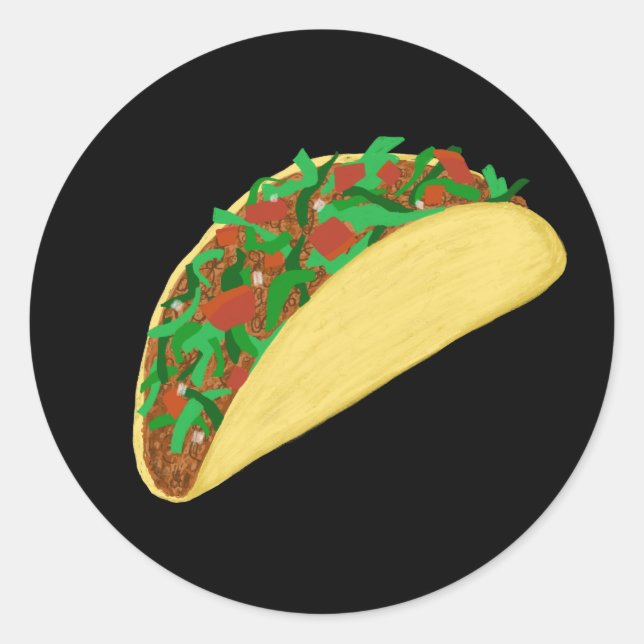 Taco Time - let's eat tacos black Classic Round Sticker (Front)