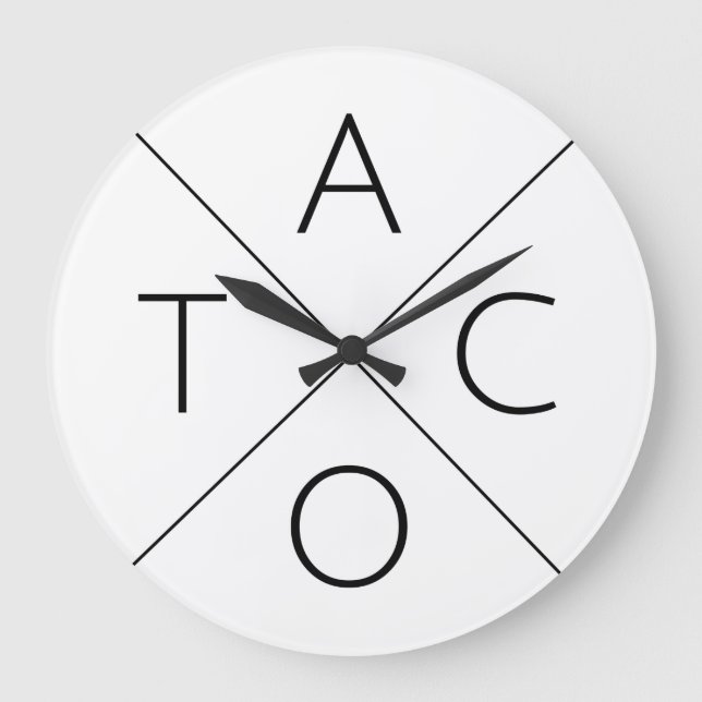 Taco Time (Play on Fixer Upper, Waco) Fun Word Art Large Clock (Front)
