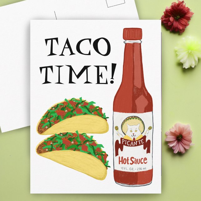 TACO TIME Spicy Hot Sauce Cat Maracas Postcard (TACO TIME Spicy Hot Sauce Cat Maracas Postcard
)