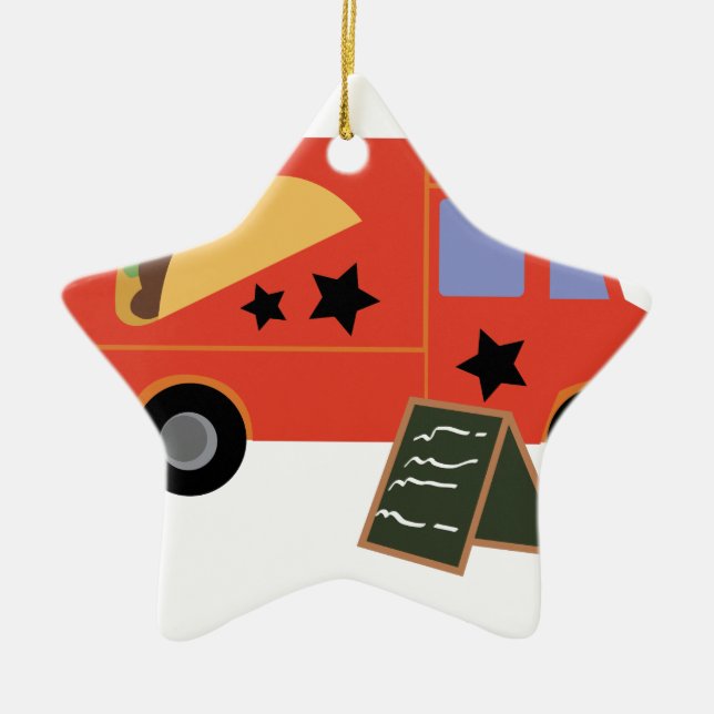 Taco Truck Ceramic Tree Decoration (Front)