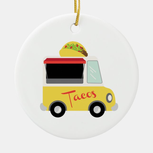 Taco Truck Food Ceramic Tree Decoration (Front)