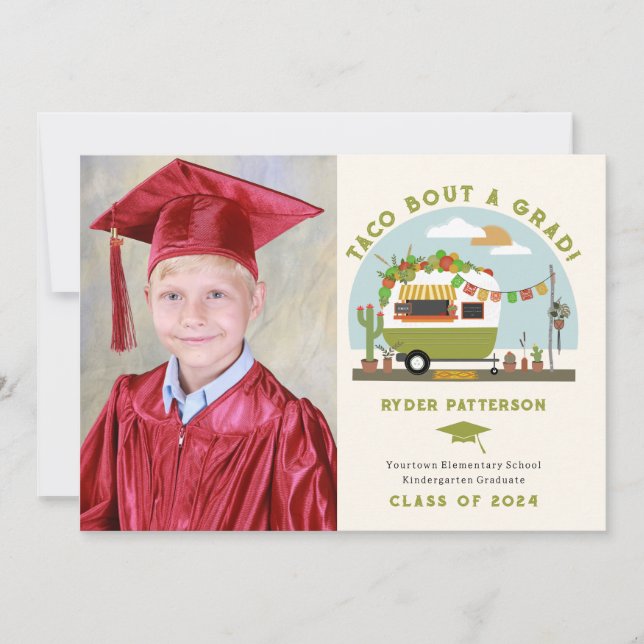 Taco Truck Green Photo Kids Graduation Card (Front)