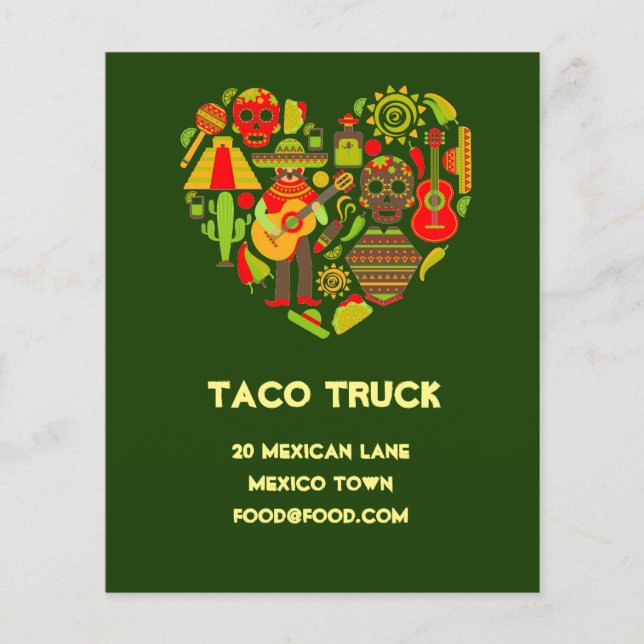Taco truck Mexican food restaurant Flyer (Front)