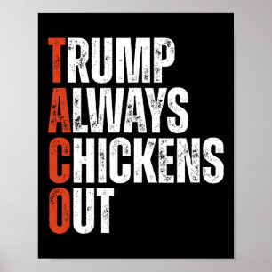 Taco Trump Always Chickens Out Saying Funny Tariff Poster