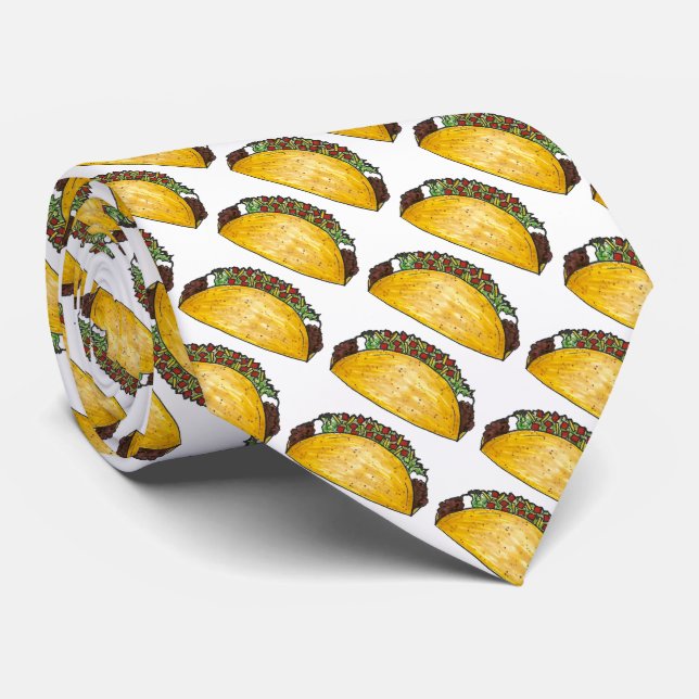 Taco Tuesday Beef Tacos Mexican Food Foodie Tie (Rolled)