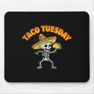 Taco tuesday dancing skeleton funny cinco de mayo mouse mat