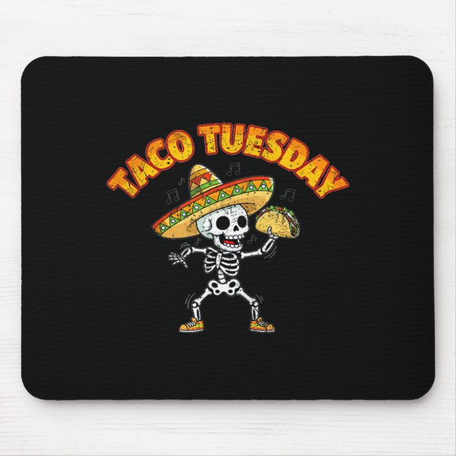 Taco tuesday dancing skeleton funny cinco de mayo mouse mat (Front)