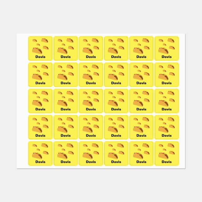Taco Tuesday Design - Small Square Clothing Label  (Sheet)