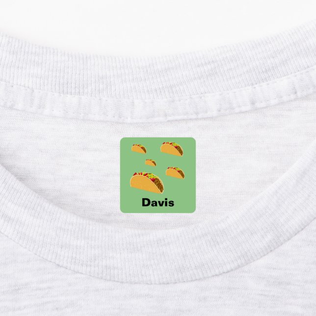 Taco Tuesday Design - Small Square Clothing Label  (Affixed)