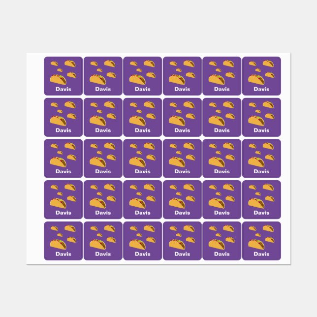 Taco Tuesday Design - Small Square Clothing Label  (Sheet)