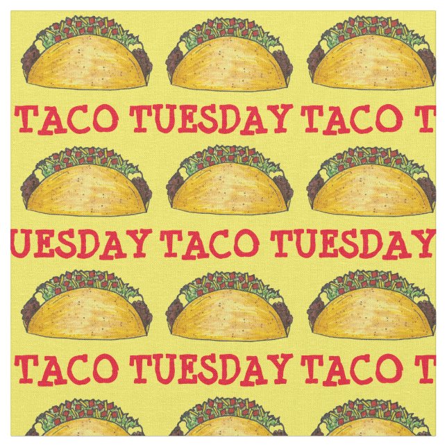 Taco Tuesday Mexican Food Tacos Yellow Fabric (Close Up)