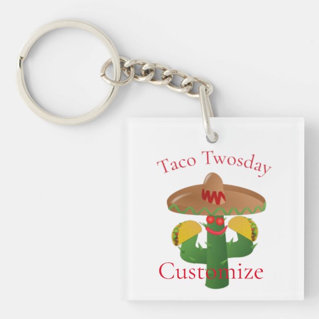 Taco Tuesday Saguaro Cactus Thunder_Cove Key Ring (Front)