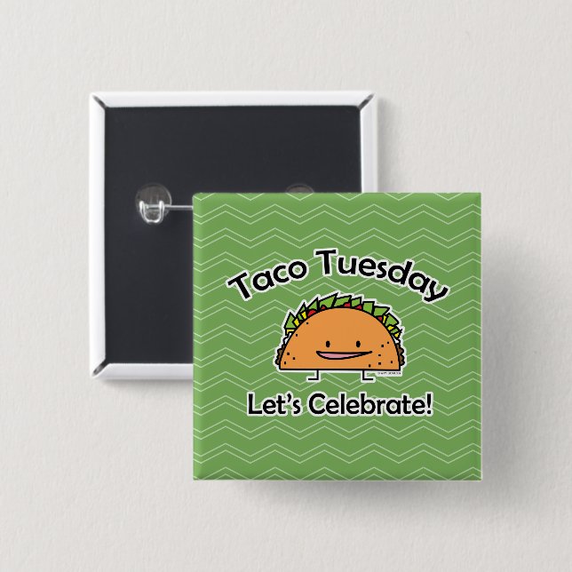 Taco Tuesday shell cheese Mexican food 15 Cm Square Badge (Front & Back)