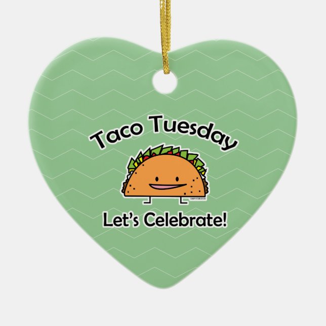 Taco Tuesday shell cheese Mexican food tortilla Ceramic Tree Decoration (Front)