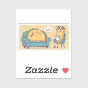 Taco Tuesday Therapy - Funny Cartoon Food Art