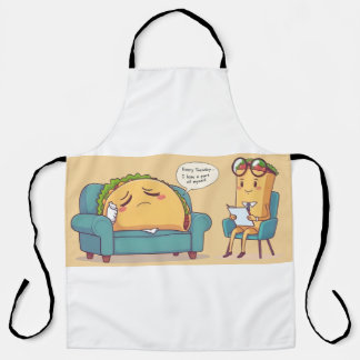 Taco Tuesday Therapy - Funny Cartoon Food Art Apron
