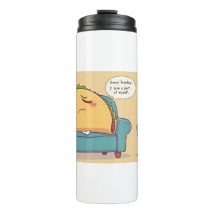 Taco Tuesday Therapy - Funny Cartoon Food Art Thermal Tumbler