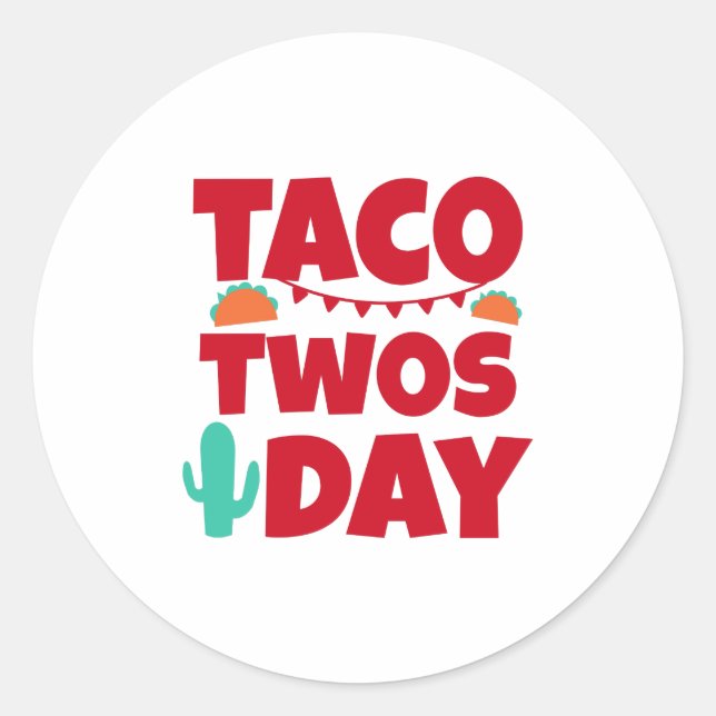 Taco Twosday 2nd Birthday Party Classic Round Sticker (Front)