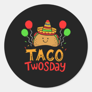 Taco Twosday Cinco De Mayo 2 Year Old Boy Girl Bir Classic Round Sticker