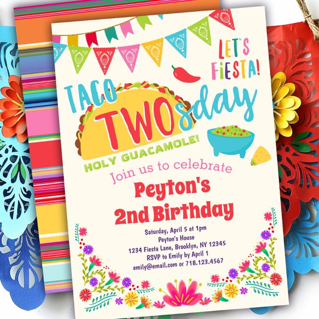 Taco TWOsday Fiesta 2nd Birthday Invitation (Creator Uploaded)