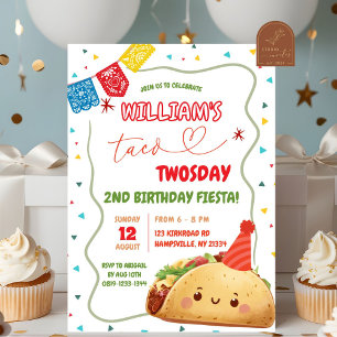 Taco Twosday Mexican Fun Birthday Boy Invitation