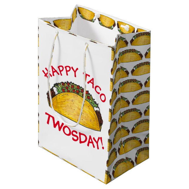 Taco TWOSday Tuesday 2nd Birthday Party Fiesta Medium Gift Bag (Front Angled)
