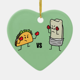 Taco vs burrito ceramic tree decoration