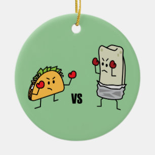 Taco vs burrito ceramic tree decoration