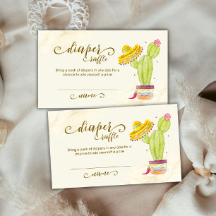 Taco Watercolor Cactus Diaper Raffle Baby Shower  Enclosure Card