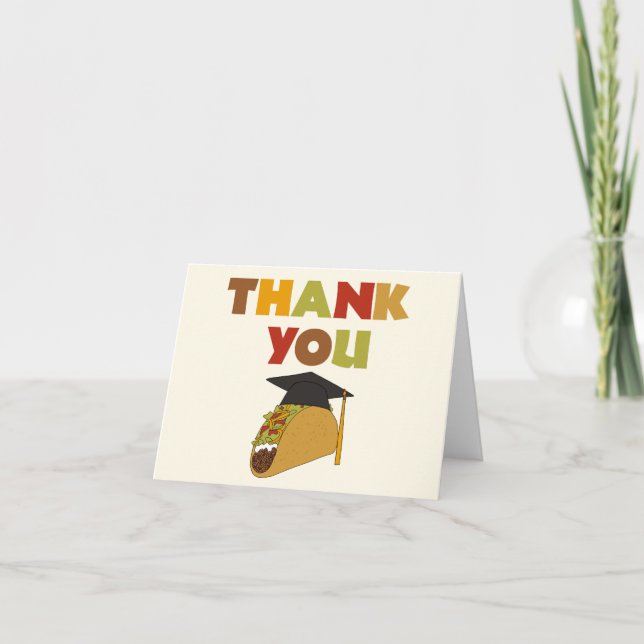 Taco Wearing Graduation Cap Thank You Card (Front)