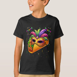 Taco Wearing Mardi Gras Masked Fruit Lover Vegan P T-Shirt