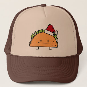Taco wearing Santa Hat Christmas shell meat salsa