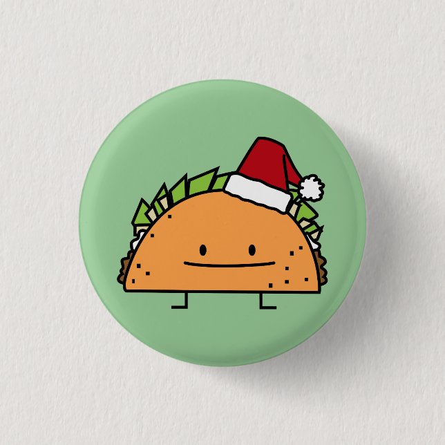 Taco wearing Santa Hat Christmas shell meat salsa 3 Cm Round Badge (Front)