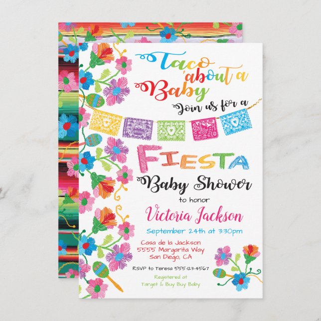 Taco'about a baby Mexican fiesta baby shower Invitation (Front/Back)