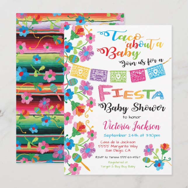 Taco'about a baby Mexican fiesta baby shower Invitation (Front/Back)