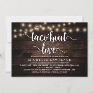 Taco'bout Love, Rustic Bridal Shower Celebration Invitation